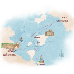 Map of Saronic Islands route