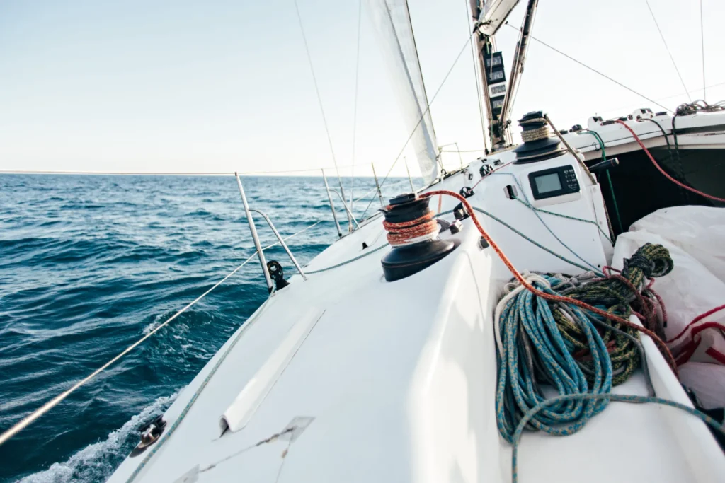 Sailboat heeling under sail