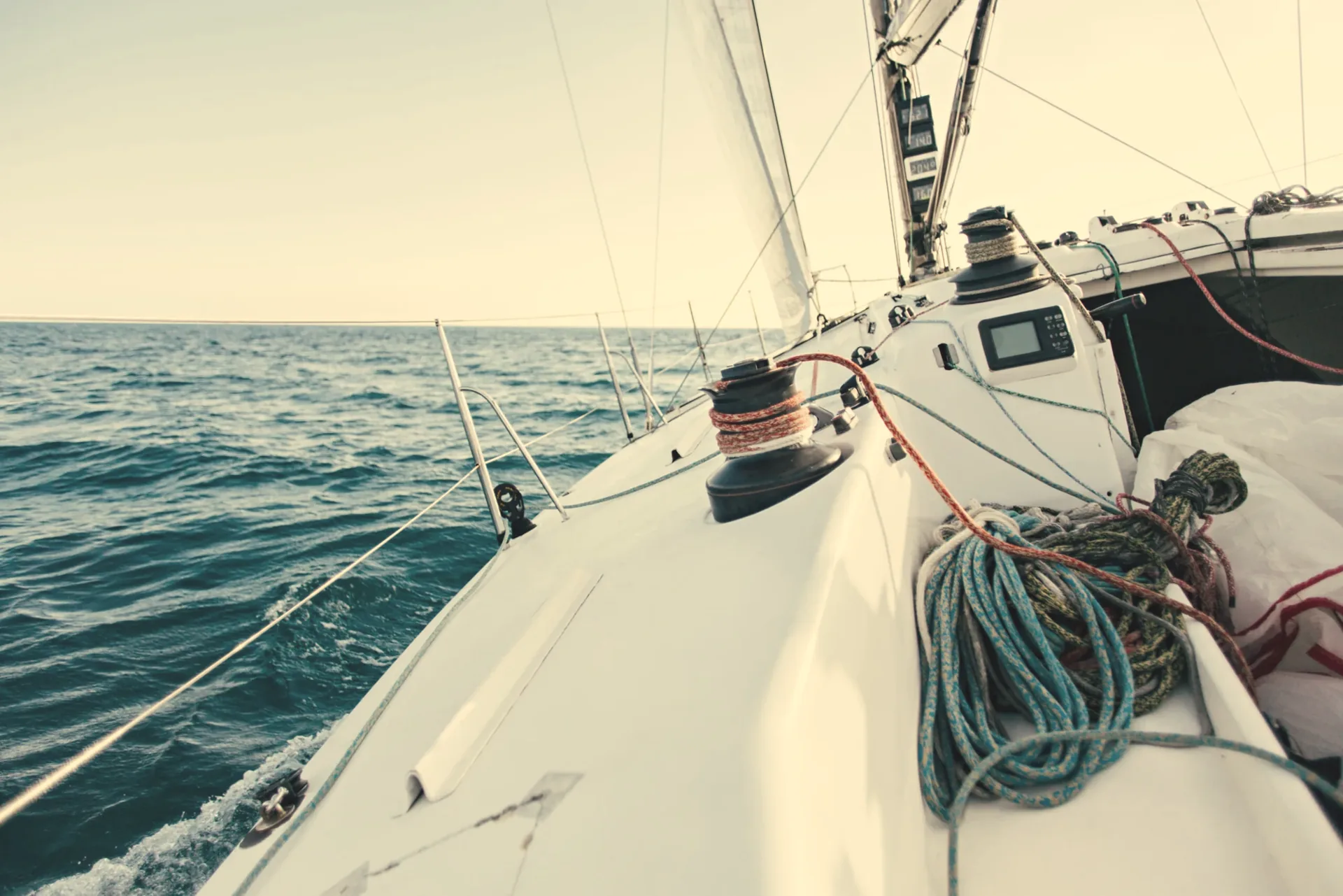 Sailboat heeling under sail