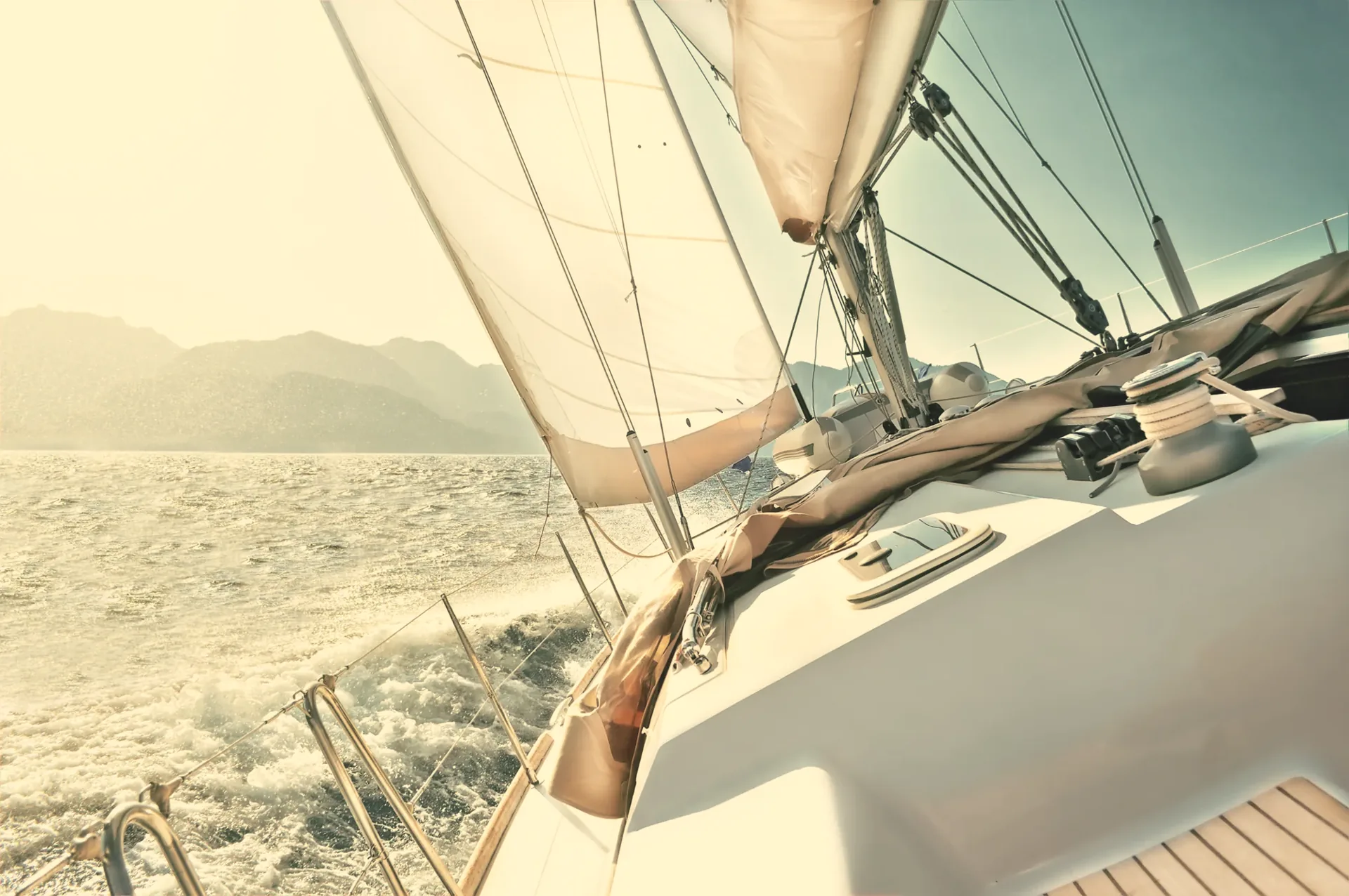 Sailing yacht under sail on the open Aegean Sea